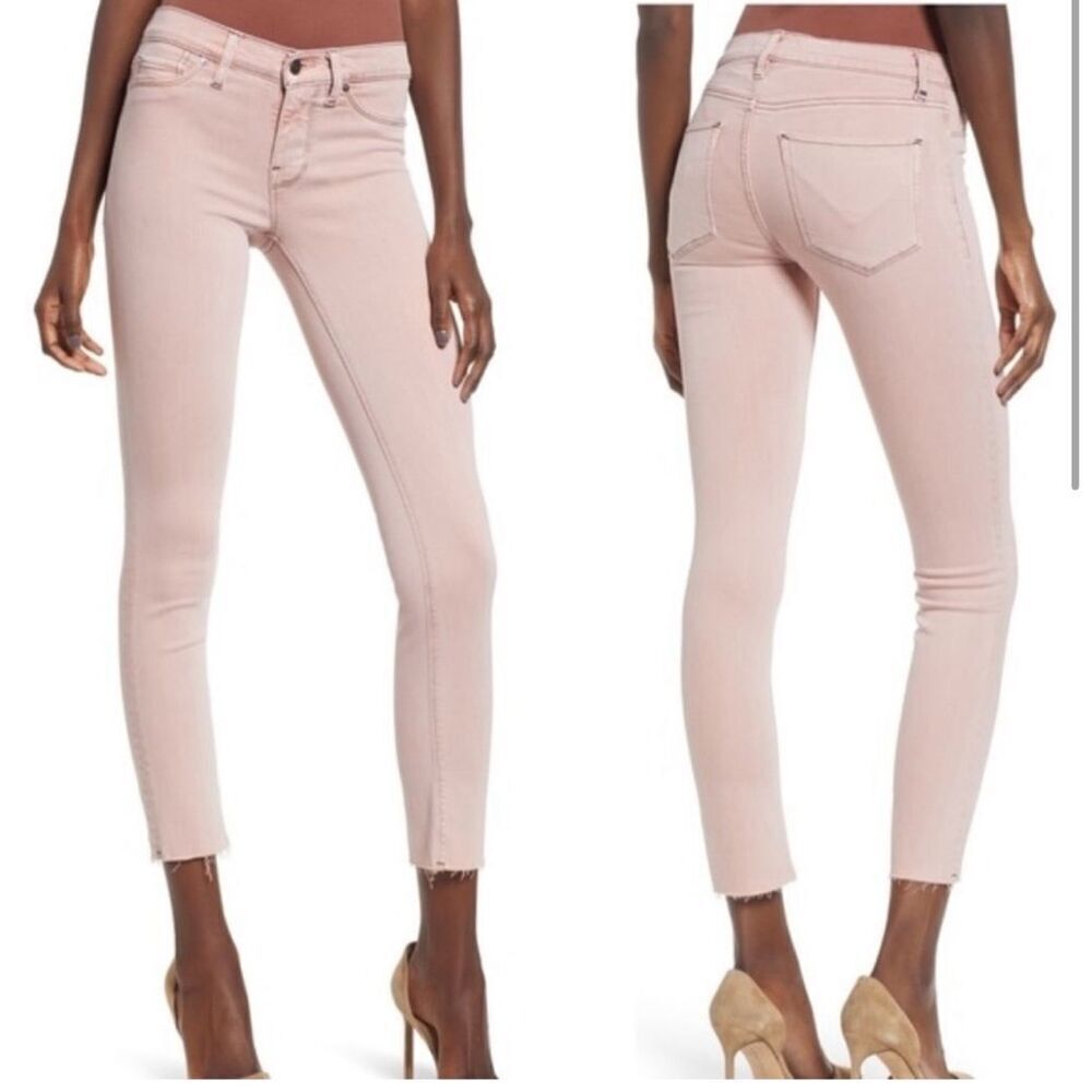 🌸 Hudson Tally Deep Cuff Crop Pink Skinny Stretch Jeans Size 26